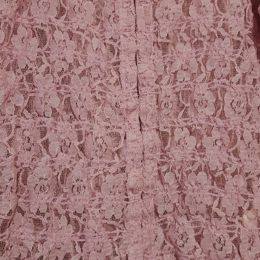 Free People One Madison Top Women XL Smocked 🌹 Rose Lace Sheer Fairy Pink Boho - Picture 5 of 13
